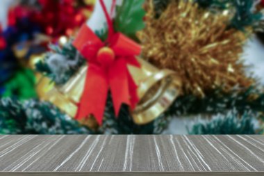 christm dekorasyon Noel süsleme ile boş ahşap masa