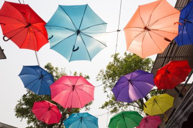 renkli şemsiye ipe asılı
