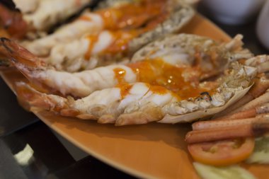 ızgara karides karides, seçici odak