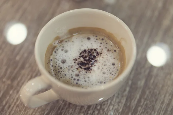 Xícara de café quente latte, tom vintage — Fotografia de Stock