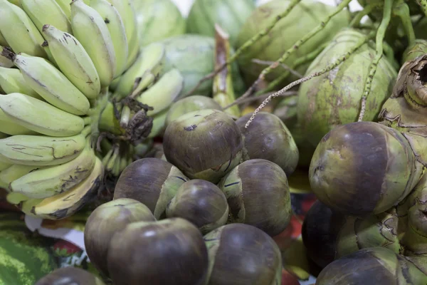 Plátano, coco, palmera y sandía —  Fotos de Stock