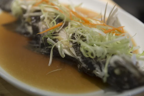 スズキ蒸し魚の野菜 — ストック写真