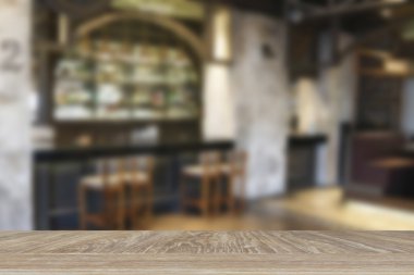 wooden table for display or montage your product with blur backg