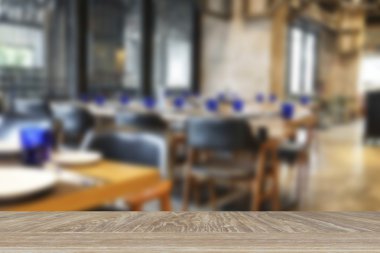 wooden table for display or montage your product with blur backg