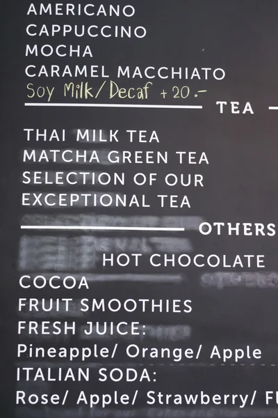 Menu of drink beverage on blackboard — Stock Photo, Image