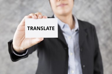 işadamı sunan iş kartıyla kelime tercüme