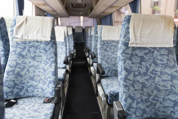 Asiento de vehículo de tela azul en autobús — Foto de Stock