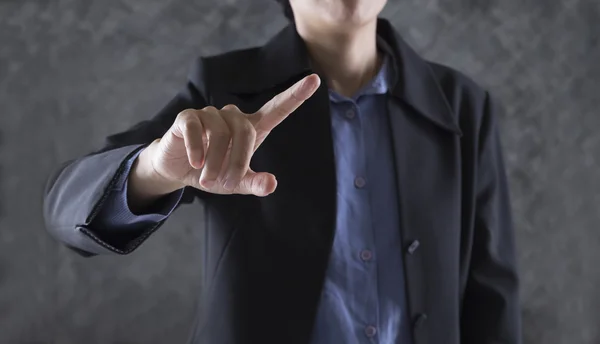 Dito di uomo d'affari che indica a voi per l'uso come mano spingendo a — Foto Stock