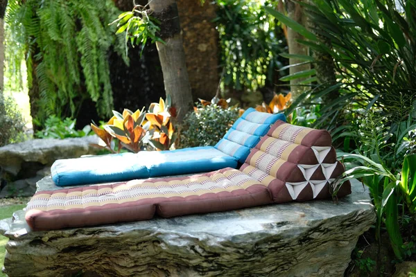 Triangle Backrest Pillow Folding Mattress Resting Garden Park — Stock Photo, Image