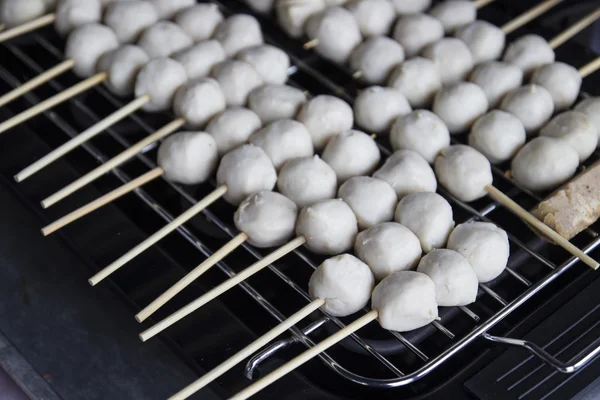 Meatball are grilling on stove — Stock Photo, Image