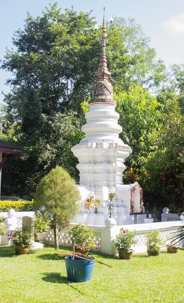 The white sacred pagoda in rural thailand temple — Stock Photo, Image