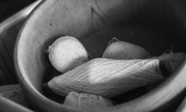 ahşap buck beyaz iplik görüntü üzerinde yağlı boya etkisi