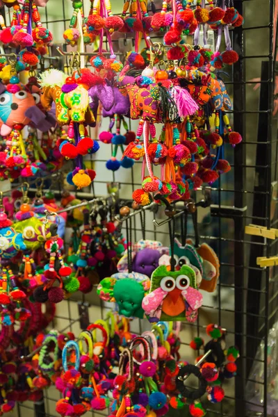 Handmade colorful fabric animal-shape key chain — Stock Photo, Image