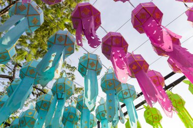 Tayland geleneksel dekorasyon kağıt fener 