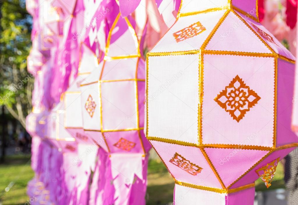 thailand traditional decorating pink paper lantern 