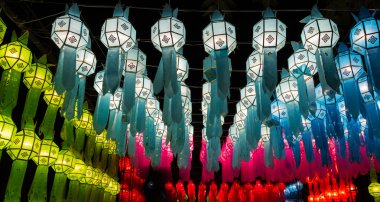 Tayland geleneksel dekorasyon kağıt fener 