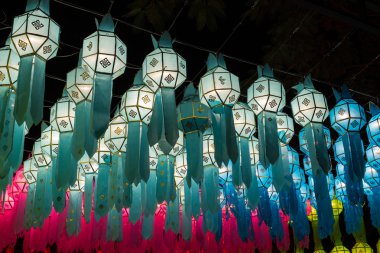 Tayland geleneksel dekorasyon kağıt fener 
