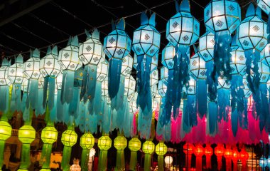 Tayland geleneksel dekorasyon kağıt fener 