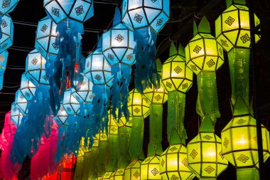 Tayland geleneksel dekorasyon kağıt fener 