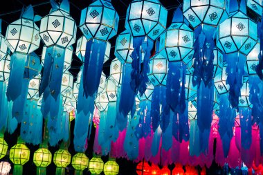 Tayland geleneksel dekorasyon kağıt fener 