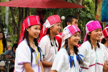 Tayland tepe kabile kız geleneksel kostüm