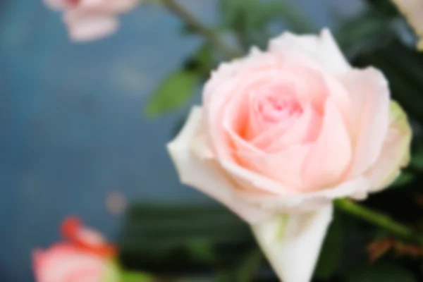Imagen borrosa desenfocada de rosas rosadas con fondo azul —  Fotos de Stock