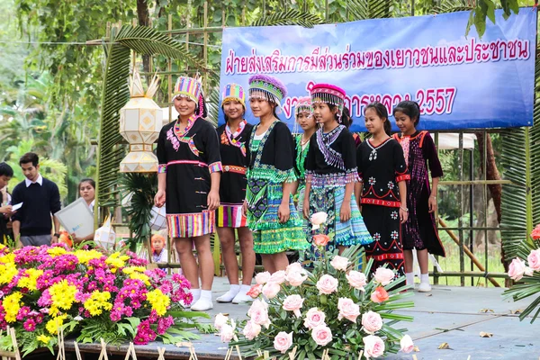 Thailand colline tribu fille avec traditionnel costume — Photo