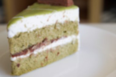 yeşil çay pasta kırmızı fasulye ezmesi ile bulanık ufuk resim koymak