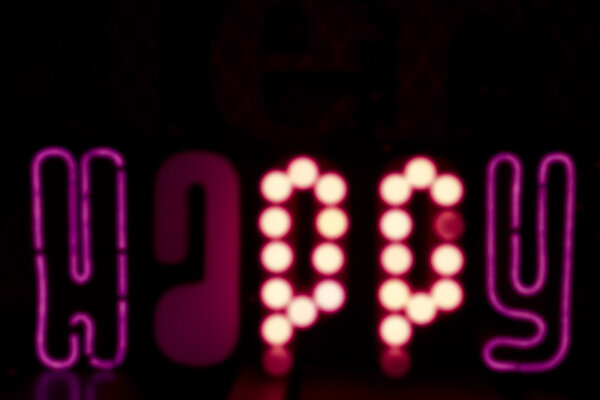 defocused blurry happy word light