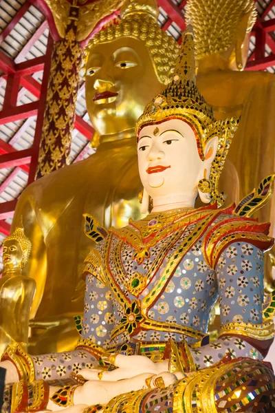 Asian angel and golden buddha statue — Stock Photo, Image