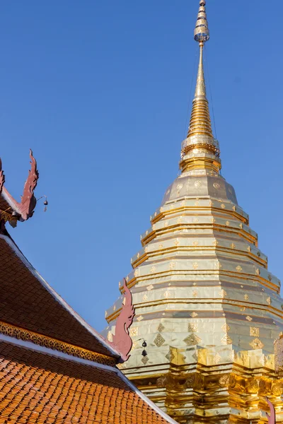 Asya golden pagoda Tapınağı çatı ile — Stok fotoğraf