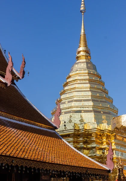 Asiático pagode dourado com o telhado do templo — Fotografia de Stock