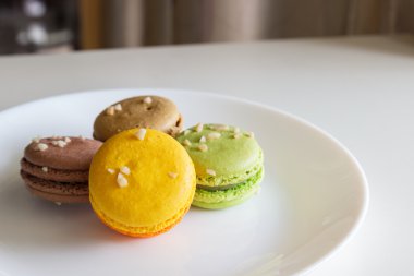 Turuncu, beyaz, kahverengi yeşil magaroon 