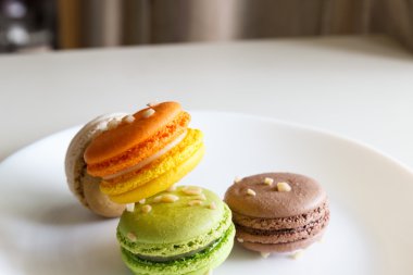 Turuncu, beyaz, kahverengi yeşil magaroon 