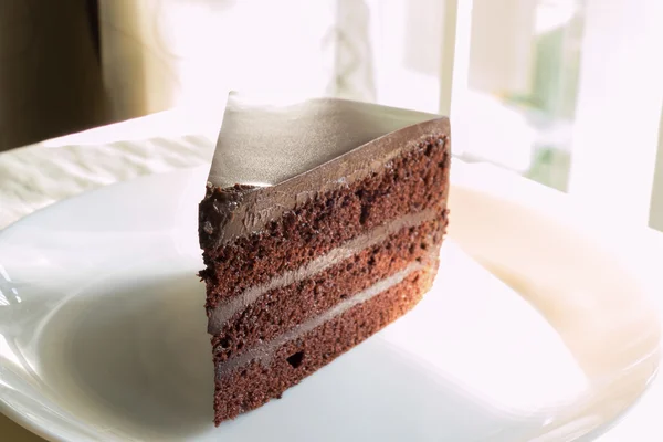 一块巧克力蛋糕 — 图库照片