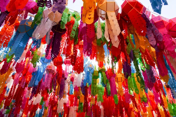 Renkli kağıt fener dekorasyon Yeepeng Festivali için — Stok fotoğraf