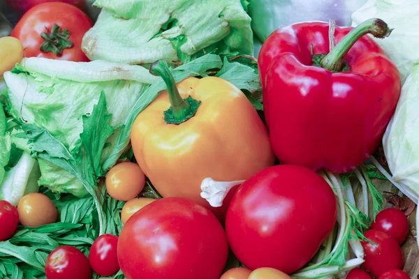 Paprika, tomaat. ijsbergsla — Stockfoto