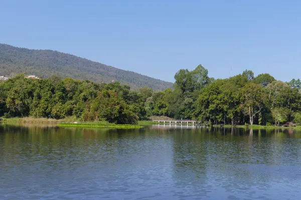 A montanha e lagoa no parque — Fotografia de Stock