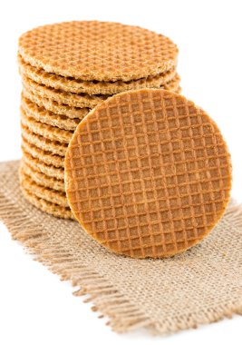 Beyaz arkaplanda izole edilmiş Hollanda Waffle 'ları