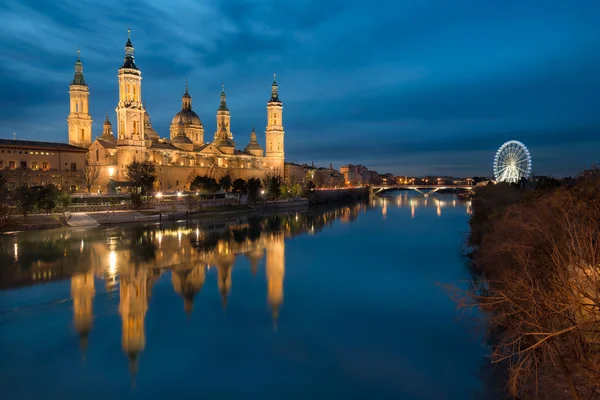 View of Basilica Pillar in Zaragoza, Spain . — стоковое фото