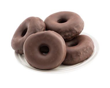 Çikolatalı donuts beyaz bir arka plan üzerinde izole