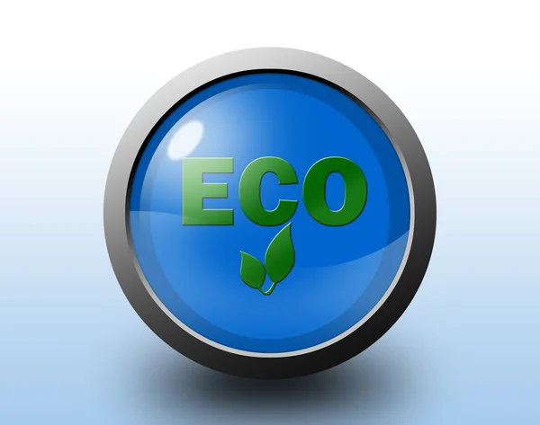 Eco icon. Glossy button. — Stock Photo, Image