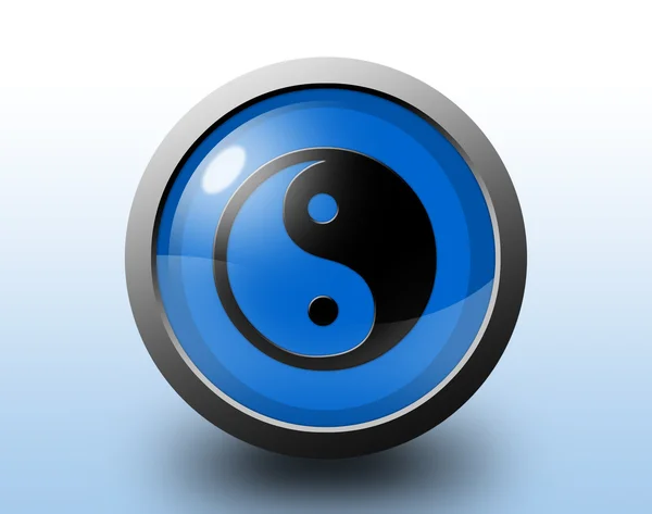 Ying yang pictogram. circulaire glanzende knop. — Stockfoto