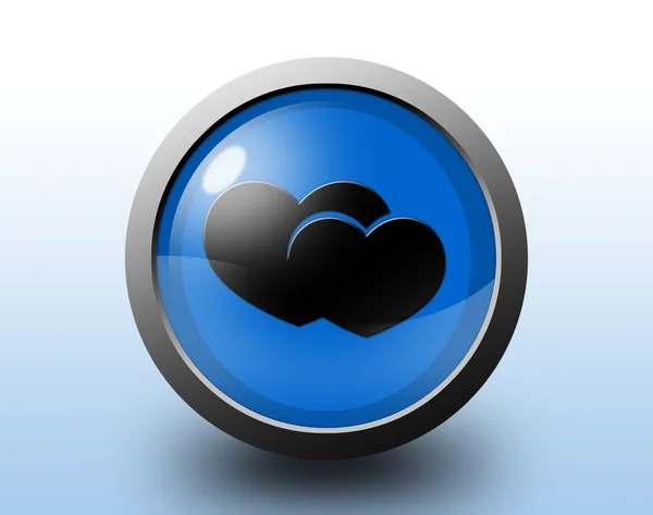 Heart icon. Circular glossy button. — Stock Photo, Image