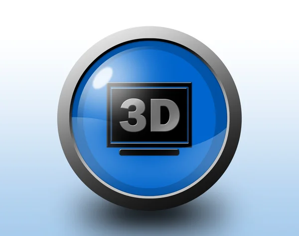 Icona del display 3D. Pulsante circolare lucido . — Foto Stock