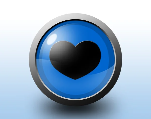Kalp simgesi. dairesel parlak düğme. — Stok fotoğraf