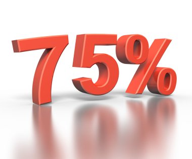 Yüzde yetmiş beş sembol üç dimentional render