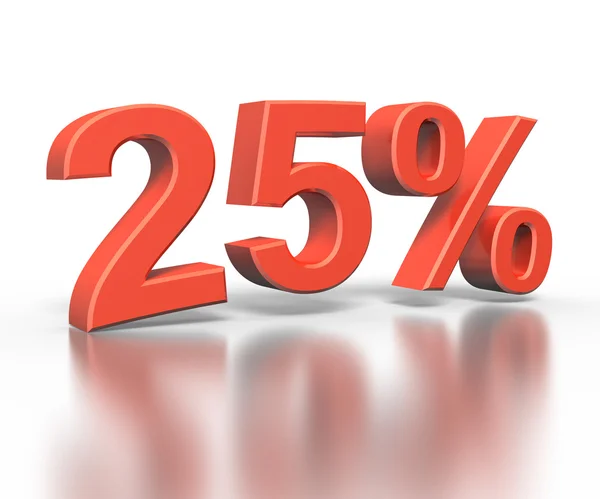 Three dimentional rendering of twenty five percent symbol — Stock Photo, Image