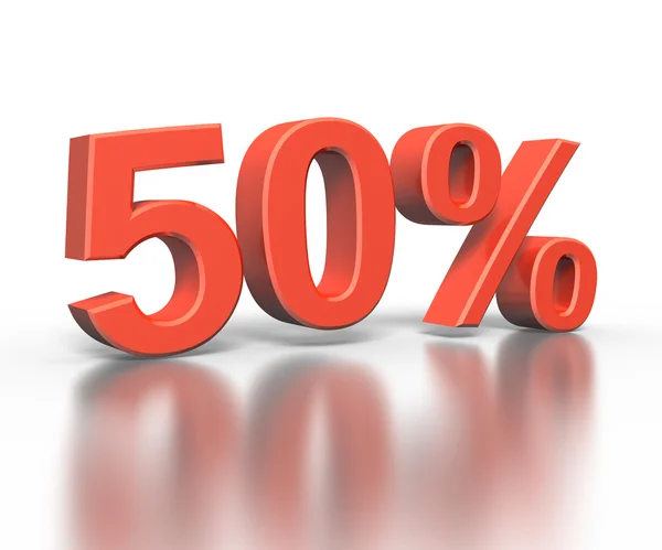 Three dimentional rendering of fifty percent symbol — Stock Photo, Image