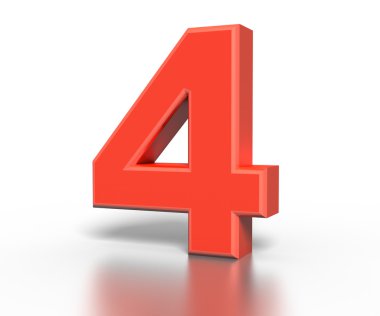 Üç dimentional kırmızı sayı koleksiyonu - dört